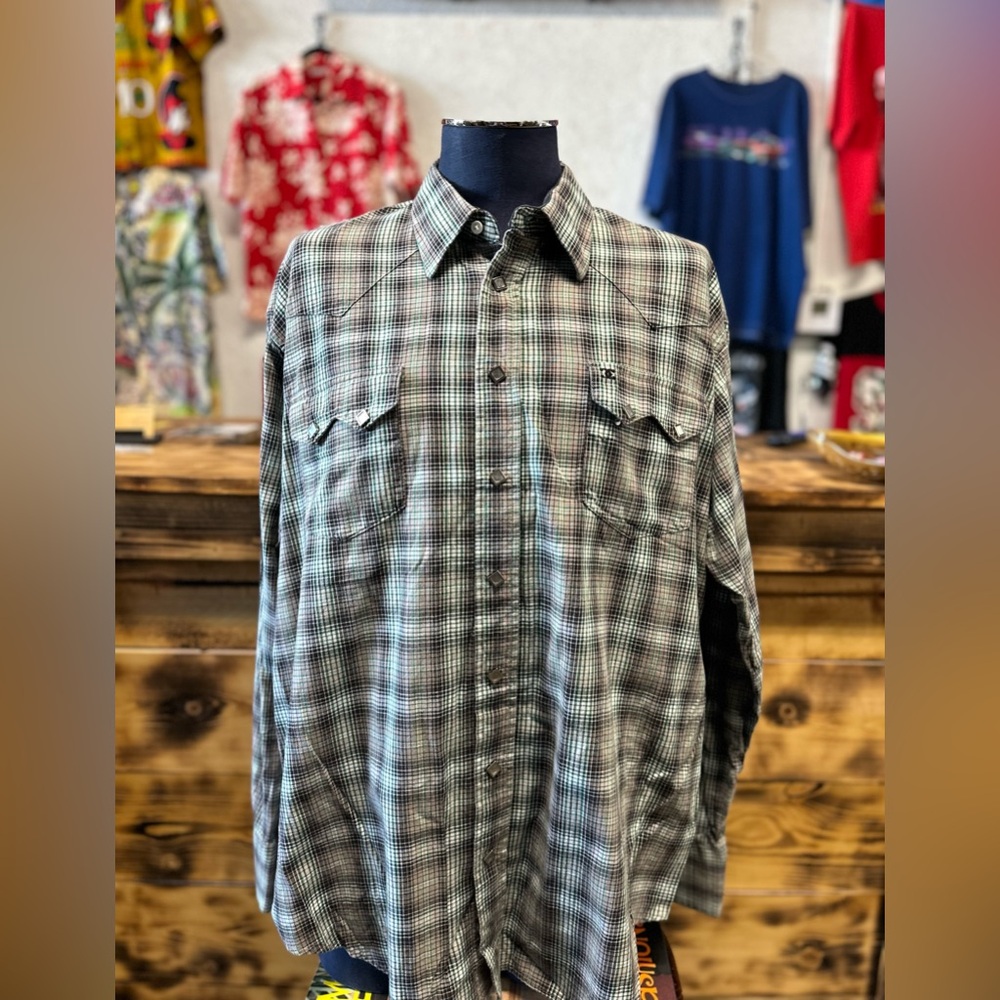 DC Shoes Cowboy Equipment Blue Long Sleeve Button Up Shirt Size XL Vintage 90s